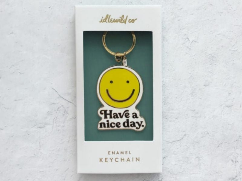 achat Grand porte-clés sourire jaune "Have a nice day" Idlewild