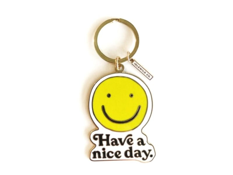 Achat Grand porte-clés sourire jaune "Have a nice day" Idlewild