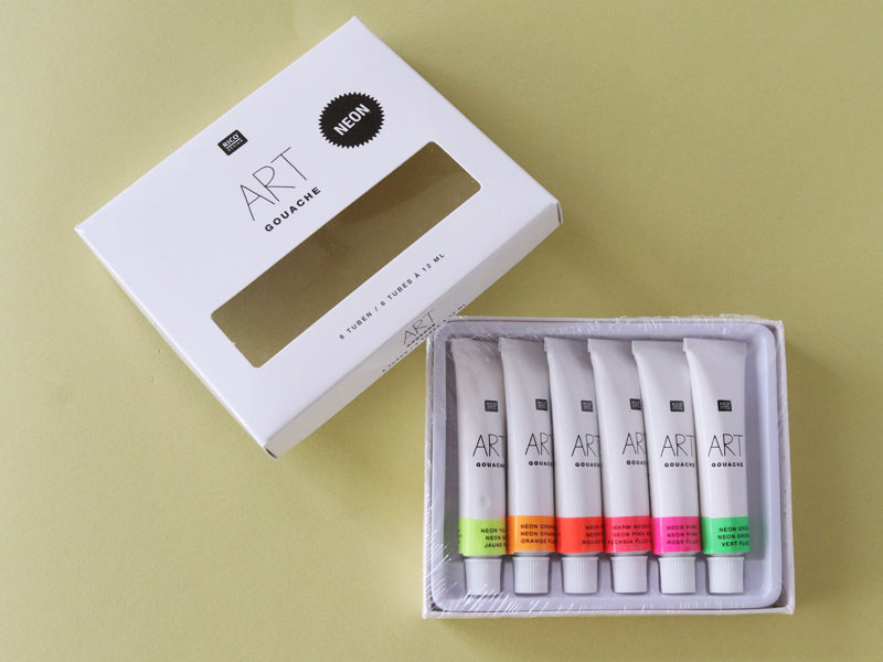 Achat Lot de 6 tubes 12 ml de gouache fine couleur néon
