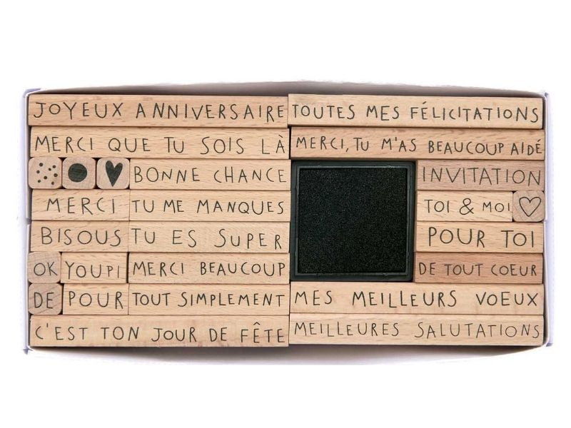 Achat 26 tampons à messages avec encre noir - Rico Design