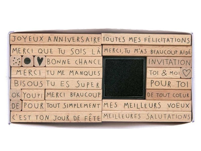 Achat 26 tampons à messages avec encre noir - Rico Design