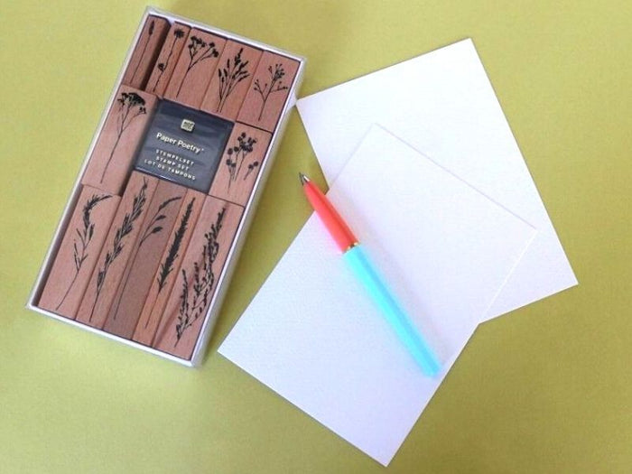 Achat 12 tampons motifs fleurs avec encre noir - Rico Design