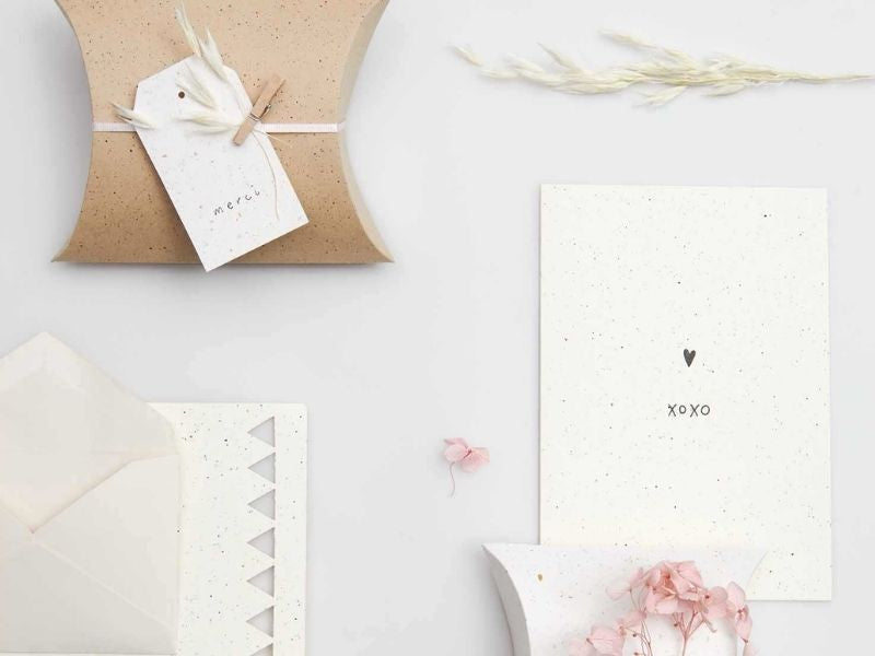 Achat Set de 10 cartes avec enveloppes en papier recyclé - effet moucheté - Rico Design