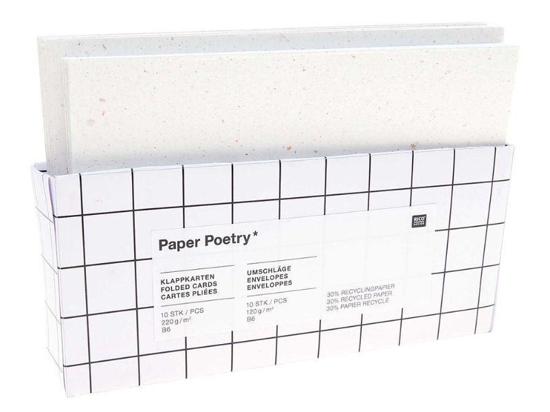 Achat Set de 10 cartes avec enveloppes en papier recyclé - effet moucheté - Rico Design