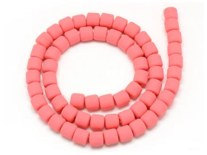 Achat Boite de perles tubes Heishi 6 mm - rose fluo