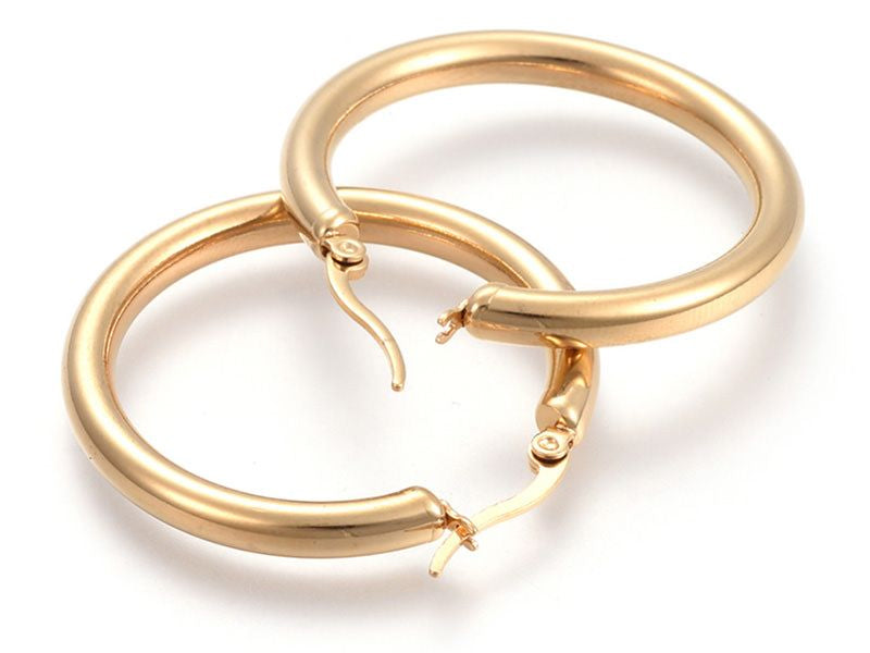 Achat Boucles d'oreilles créoles - acier inoxydable doré - 39 mm