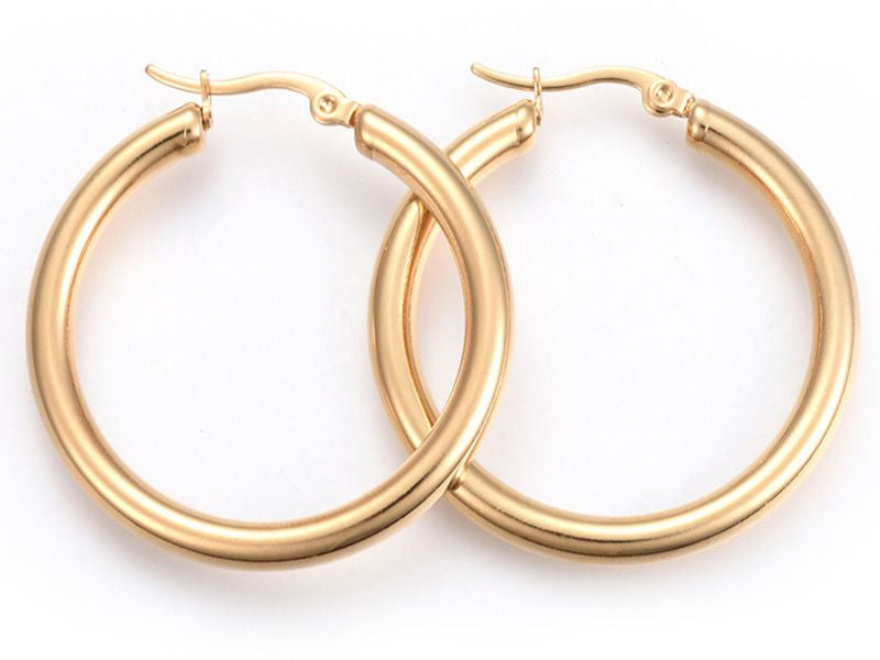 Achat Boucles d'oreilles créoles - acier inoxydable doré - 39 mm