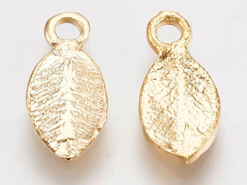achat Breloque feuille - doré à l'or fin 18k - 10,5 mm