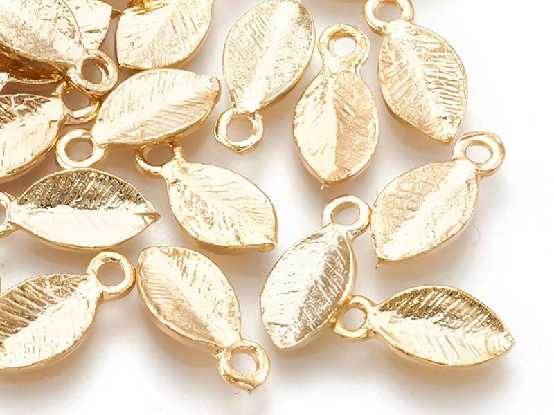 achat Breloque feuille - doré à l'or fin 18k - 10,5 mm