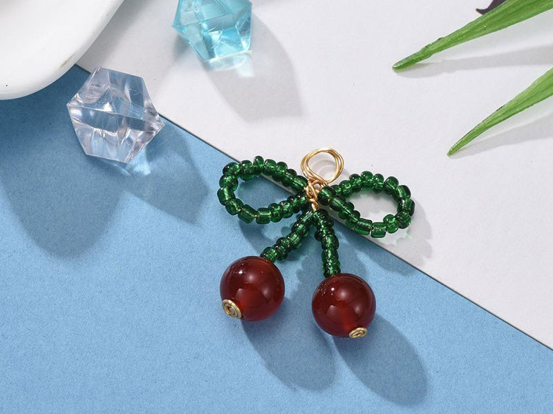 Achat Pendentif cerise en perles de rocaille - doré à l'or fin 18k - 26 mm