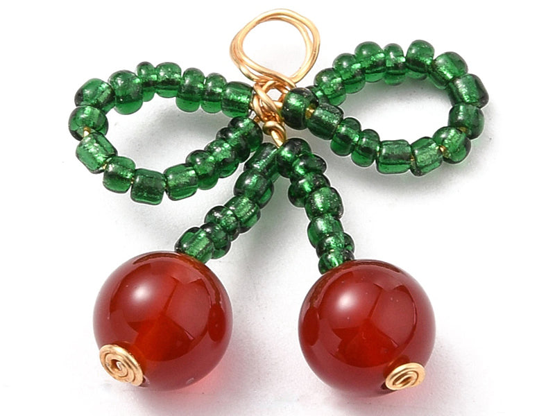 Achat Pendentif cerise en perles de rocaille - doré à l'or fin 18k - 26 mm