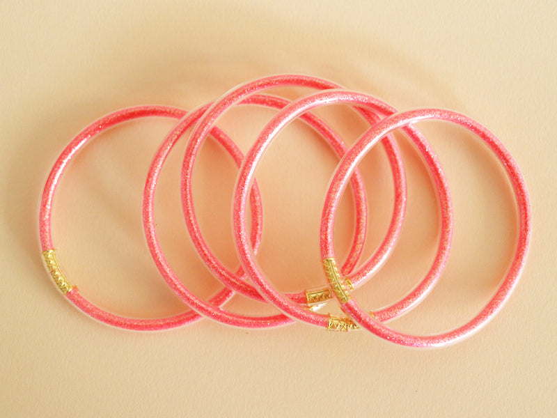 Achat Bracelet jonc bouddhiste fantaisie à l'unité - rose - paillettes fines