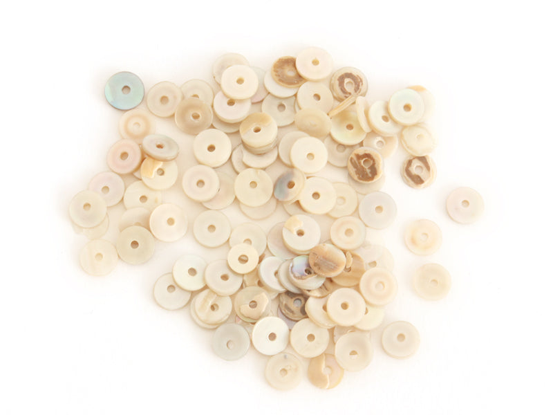Achat 100 perles heishi rondes nacrées - Coquillage naturel