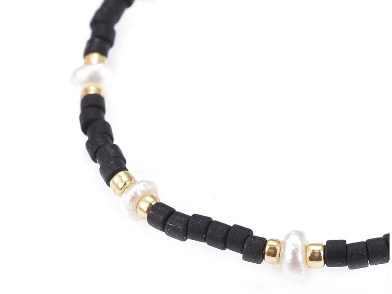 achat Bracelet nylon tressé réglable perles rocailles et miyuki - Noir