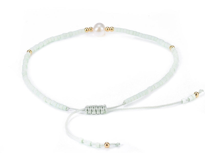 achat Bracelet nylon tressé réglable perles rocailles et miyuki - Vert d'eau