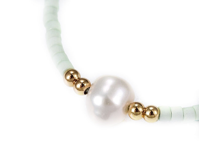 achat Bracelet nylon tressé réglable perles rocailles et miyuki - Vert d'eau