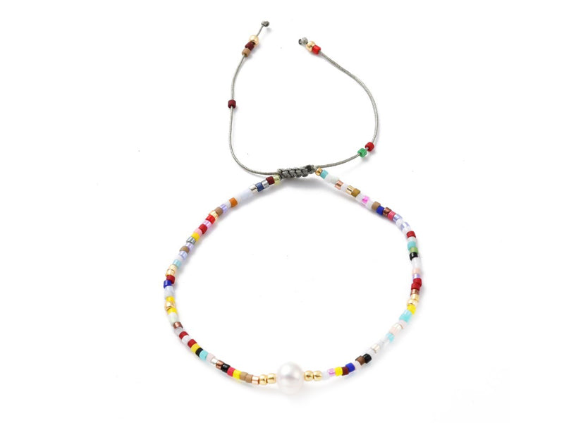 Achat Bracelet nylon tressé réglable perles rocailles et miyuki - Multicolore