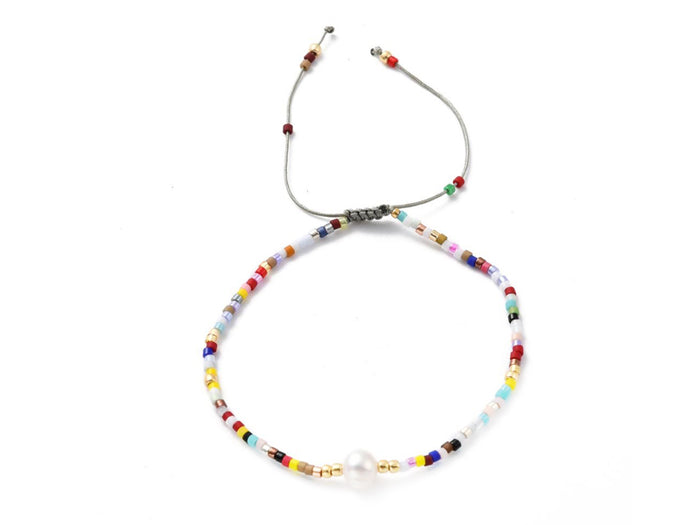 Achat Bracelet nylon tressé réglable perles rocailles et miyuki - Multicolore