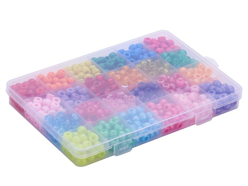 achat Boîte d'assortiment de perles en plastiques pony beads - 24 couleurs