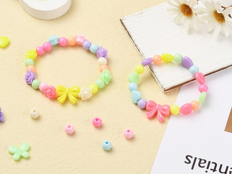 achat Boîte d'assortiment de perles en plastiques pastels - Forme mixte
