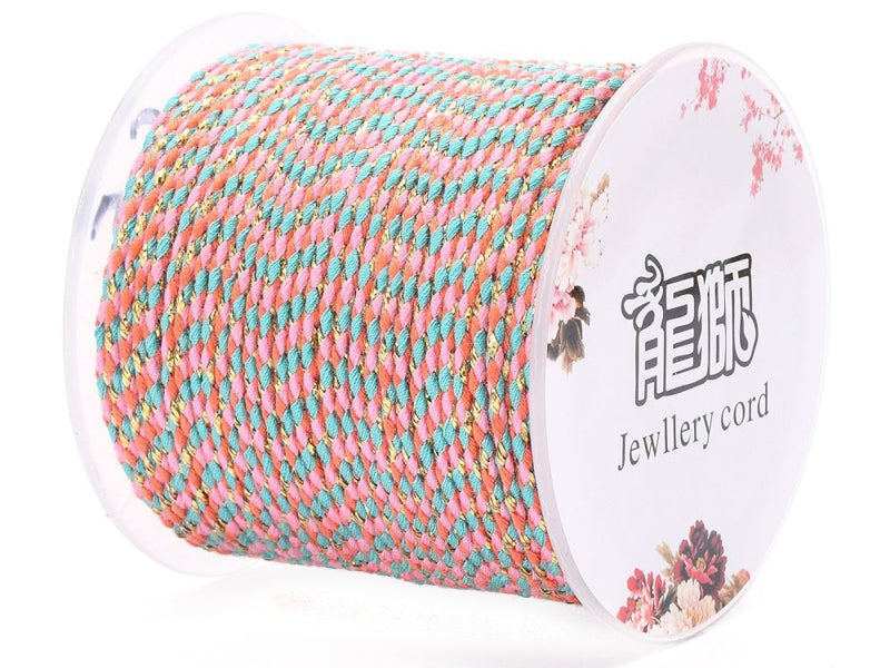 achat 1 m de cordellette en coton macrammé 1,5 mm - Rose et bleu
