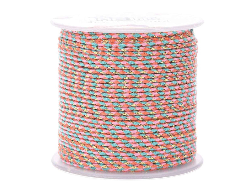 achat 1 m de cordellette en coton macrammé 1,5 mm - Rose et bleu