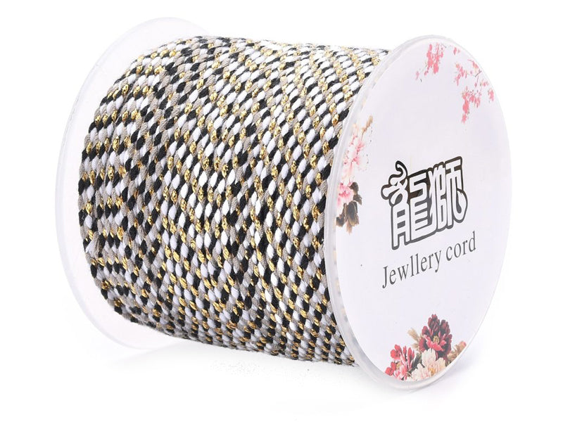 Achat 1 m de cordellette en coton macrammé 1,5 mm - Noir et blanc