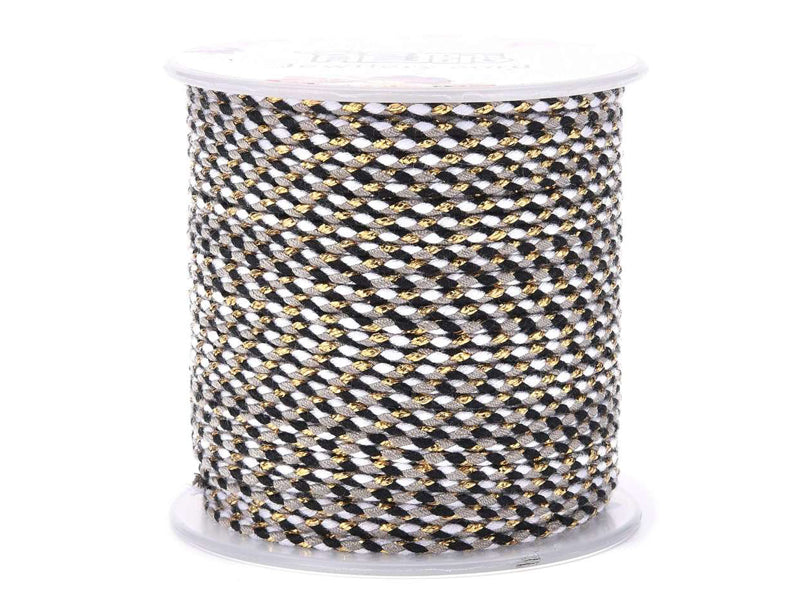 achat 1 m de cordellette en coton macrammé 1,5 mm - Noir et blanc
