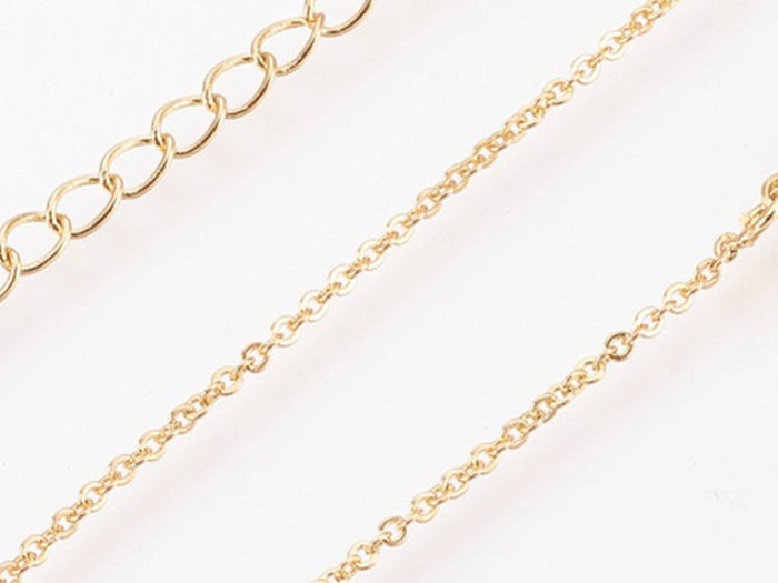 Achat Collier 44,5 cm avec chaîne d'extension - chaîne forçat - doré à l'or fin 18K