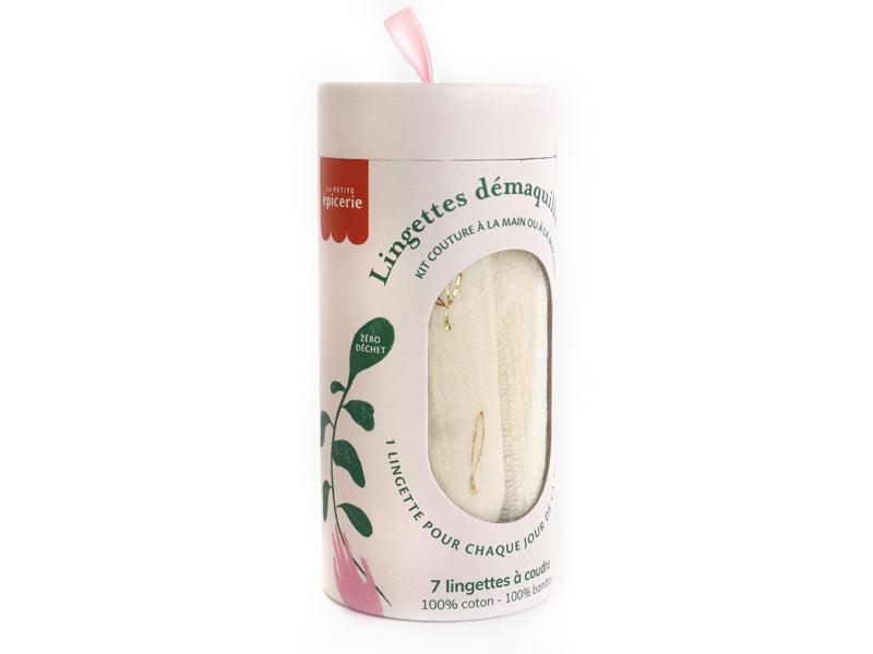 achat Kit couture - 7 lingettes démaquillantes à coudre - Ecru/Or