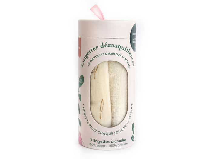 Achat Kit couture - 7 lingettes démaquillantes à coudre - Ecru/Or