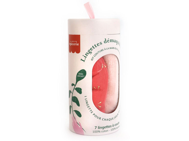 achat Kit couture - 7 lingettes démaquillantes à coudre - Corail/or