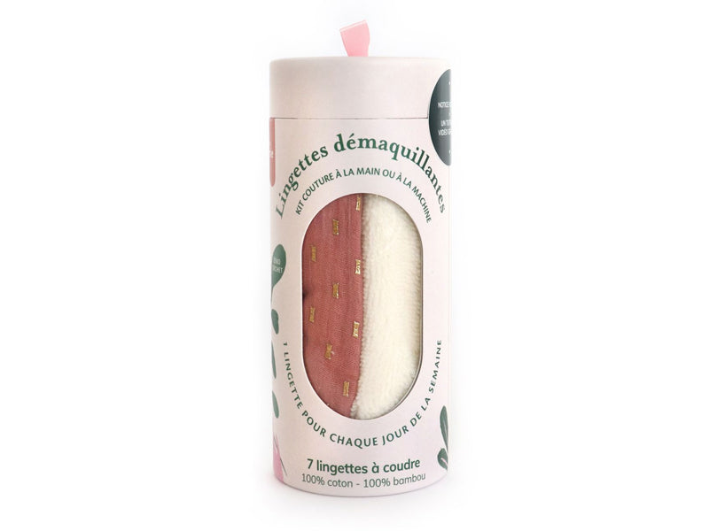 Achat Kit couture - 7 lingettes démaquillantes à coudre - Blush/Or