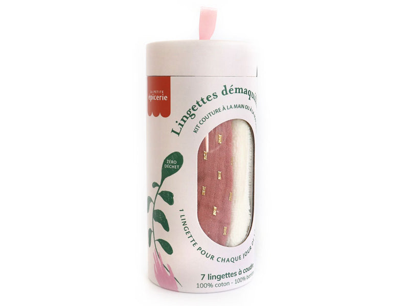 achat Kit couture - 7 lingettes démaquillantes à coudre - Blush/Or