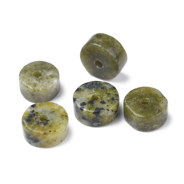 Achat Lot de 20 perles heishi naturelles 6 mm - Jaspe turquoise jaune