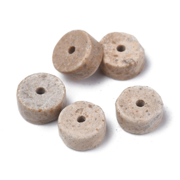 Achat Lot de 20 perles heishi naturelles 6 mm - Fossile naturel