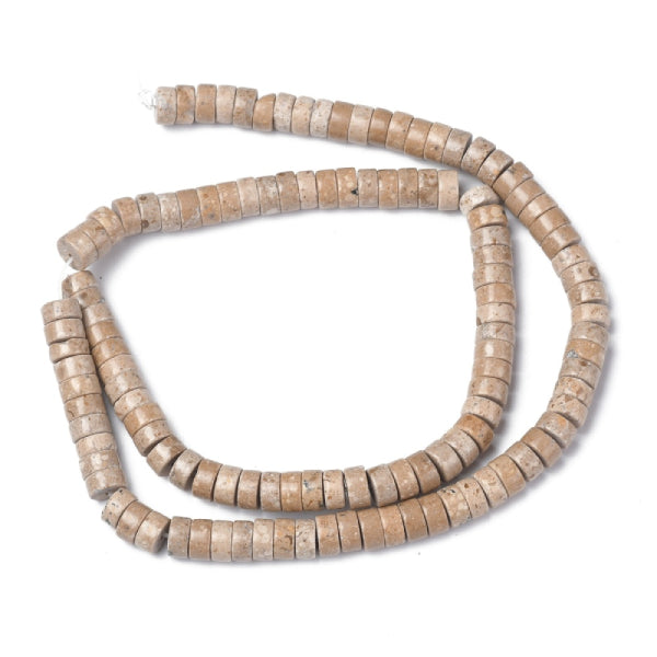 achat Lot de 20 perles heishi naturelles 6 mm - Fossile naturel