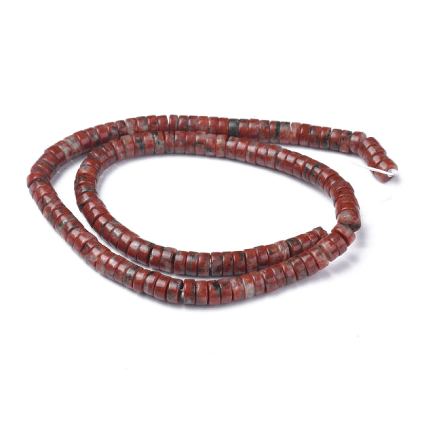 Achat Lot de 20 perles heishi naturelles 6 mm - Jaspe de sésame rouge