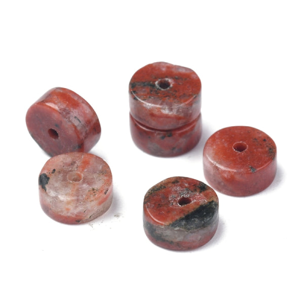 achat Lot de 20 perles heishi naturelles 6 mm - Jaspe de sésame rouge