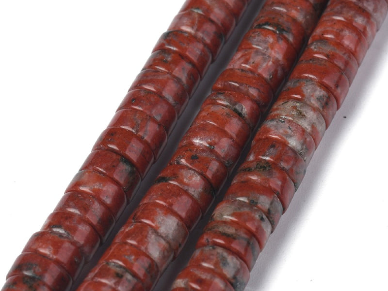 Achat Lot de 20 perles heishi naturelles 6 mm - Jaspe de sésame rouge