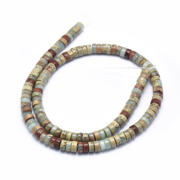 Achat Lot de 20 perles heishi naturelles 6 mm - Jaspe aqua terra