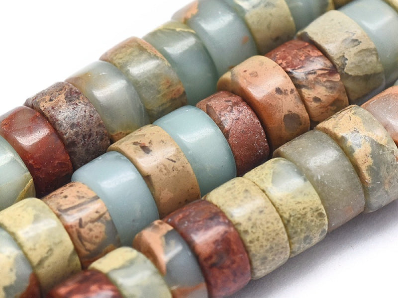 Achat Lot de 20 perles heishi naturelles 6 mm - Jaspe aqua terra