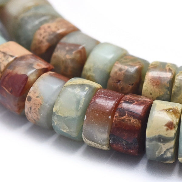 achat Lot de 20 perles heishi naturelles 6 mm - Jaspe aqua terra