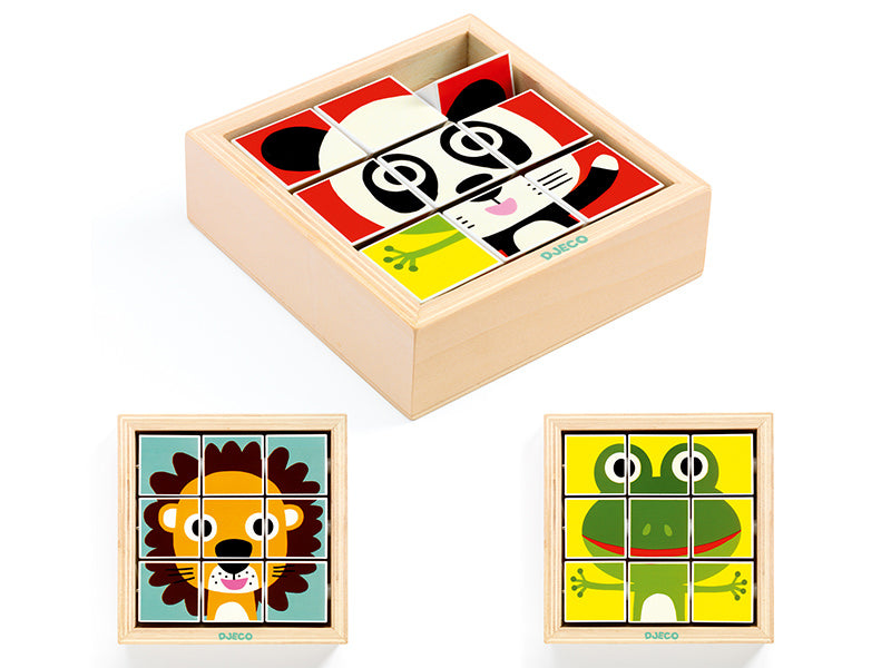 achat 3 puzzles en bois - Tournanimo - 9 pièces