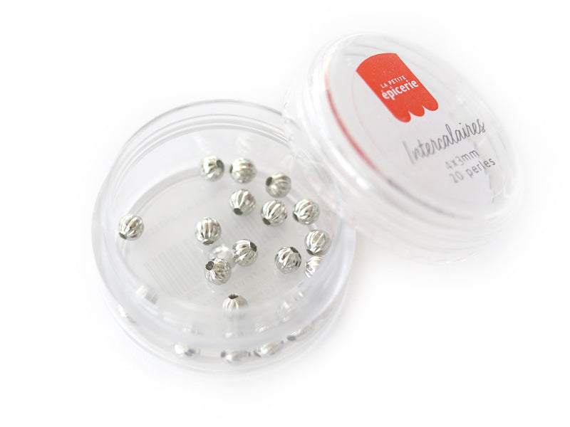 Achat Lot de 20 perles heishi intercalaire - Boules argentées 4 x 3 mm