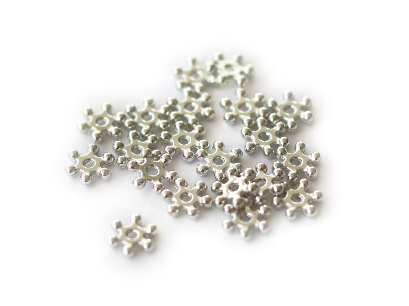 Achat Lot de 20 perles heishi intercalaire - Fleurs argentées 6 x 2 mm