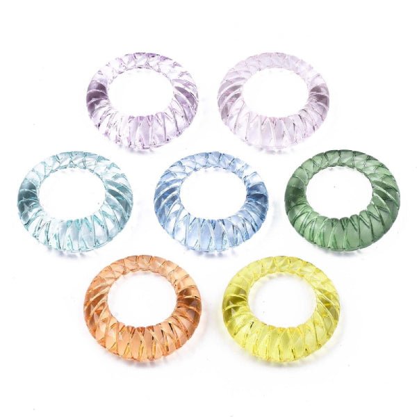 Achat Bague en acrylique transparente texturée - Couleur aléatoire