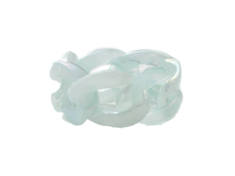 Achat Bague chaîne en acrylique transparente - Turquoise pâle