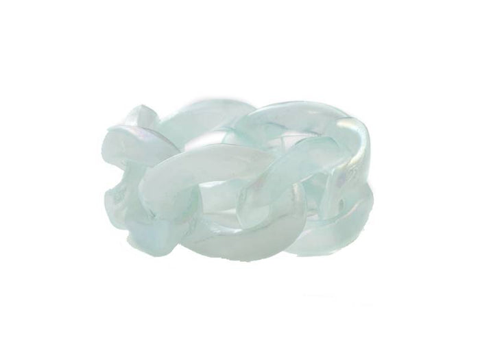 Achat Bague chaîne en acrylique transparente - Turquoise pâle
