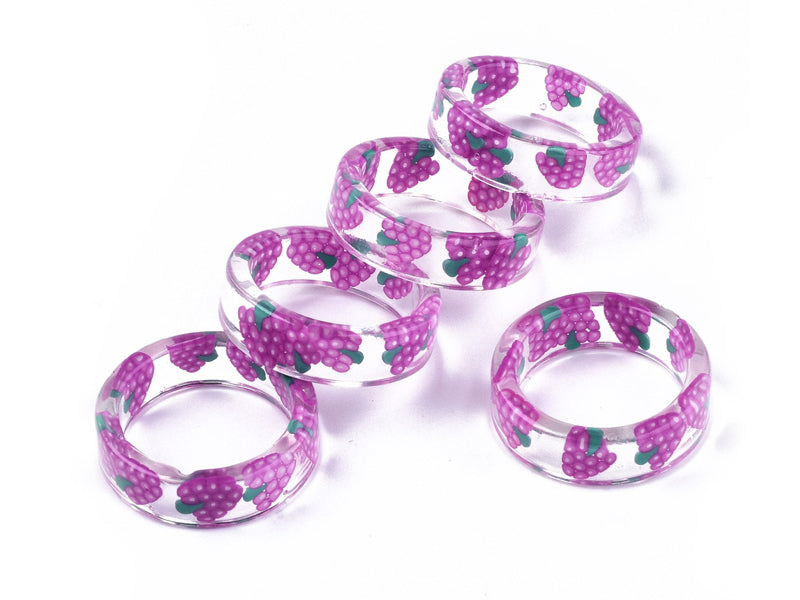 achat Bague en résine époxy transparente - Raisin